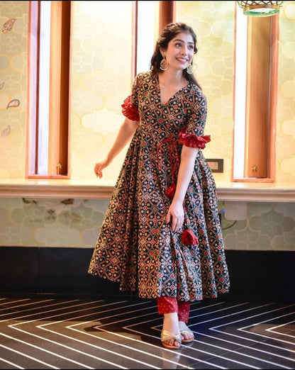Multicolor beautiful Cotton Gown with Pant set for women