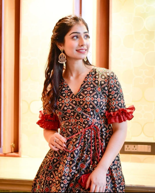 Multicolor beautiful Cotton Gown with Pant set for women
