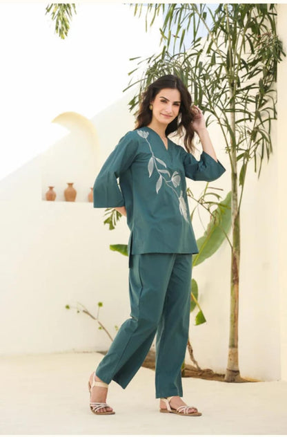 New Spring flower look Pintex kurta and Pant Set