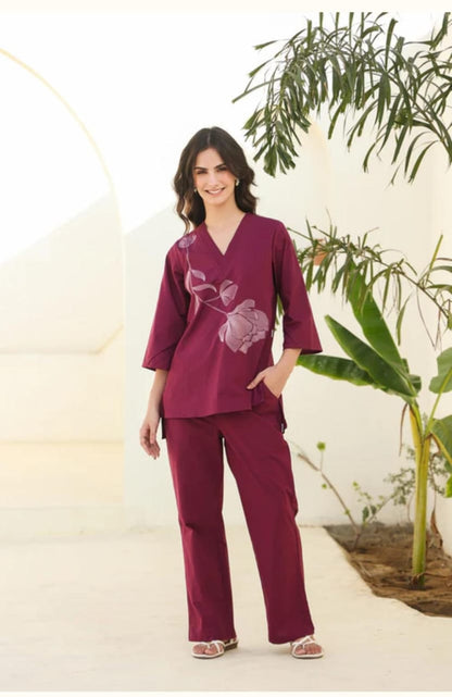New Spring flower look Pintex kurta and Pant Set