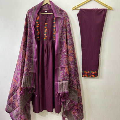 Pure Cotton Kurti With Classy Pintex Work & Embroidery Work Set