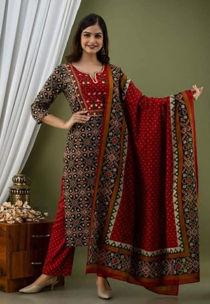 Multicolor Women's Handblock Printed Cotton Multicolor Kurta Suit Set