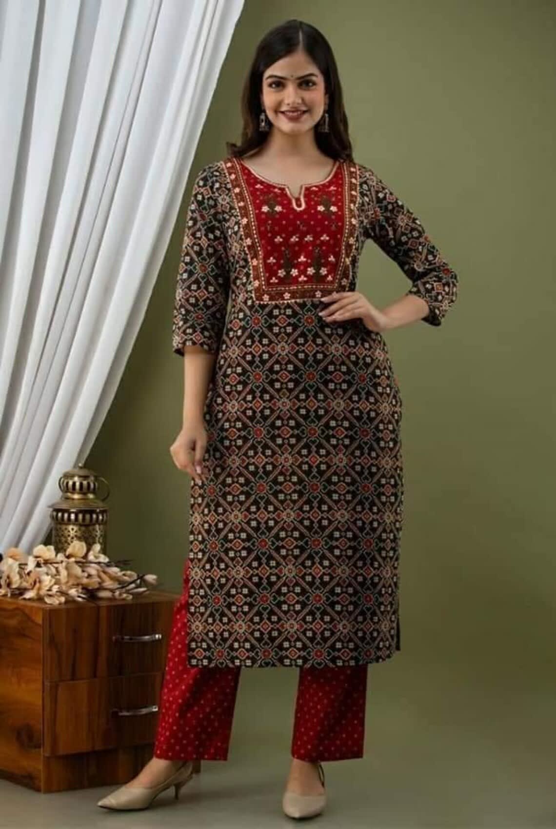 Multicolor Women's Handblock Printed Cotton Multicolor Kurta Suit Set