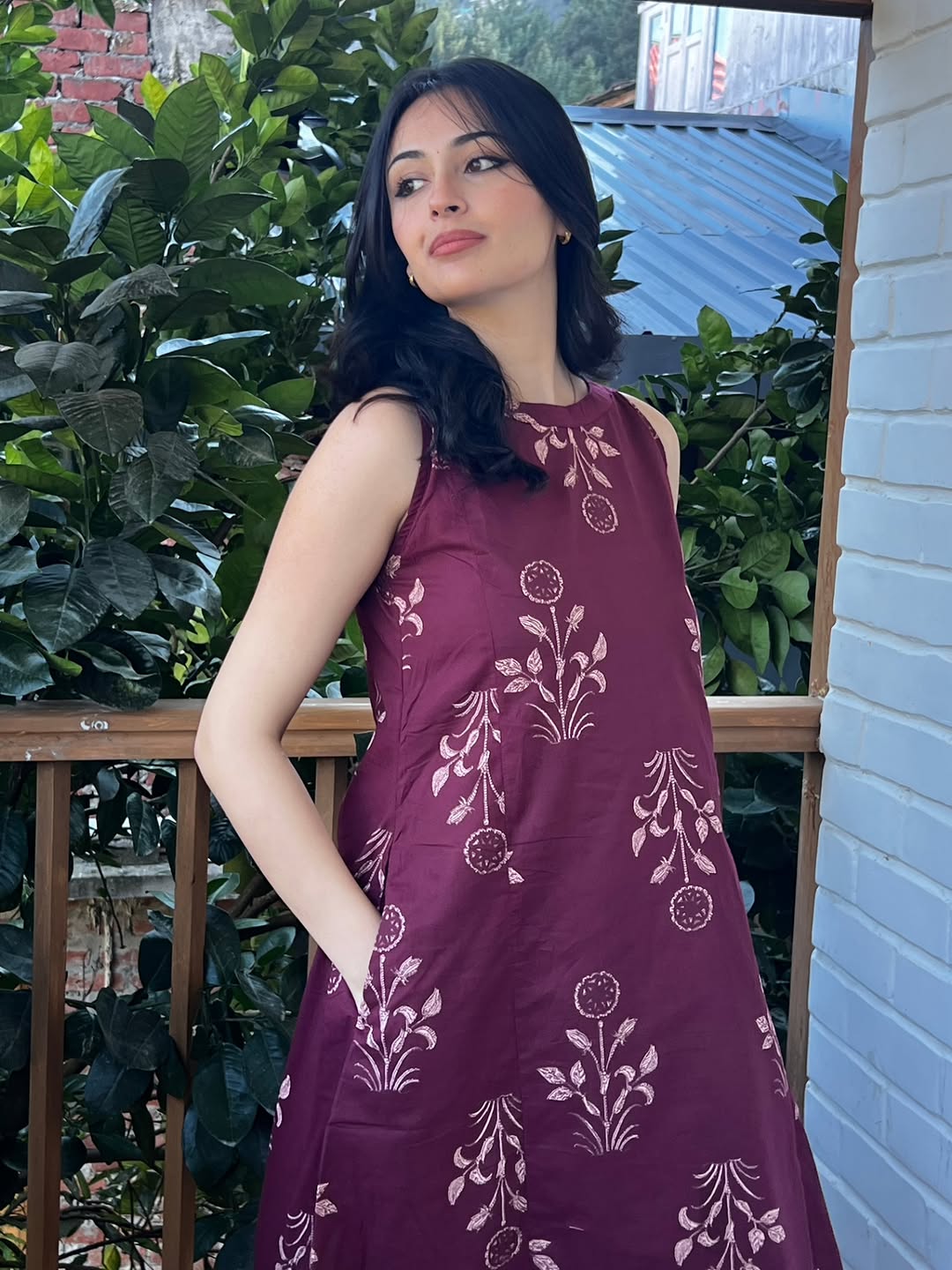 Wine & Whimsy: Maroon Floral Block Print Sleeveless Kurta Set