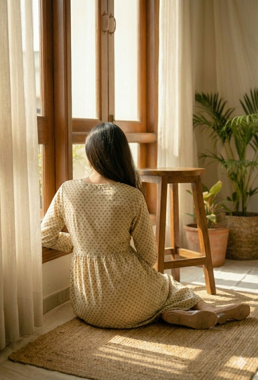 The Breezy Beige Set: Printed Kurta-Pant Duo
