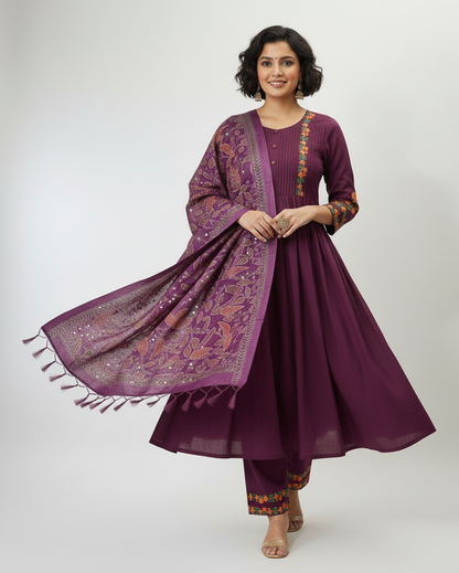 Pure Cotton Kurti With Classy Pintex Work & Embroidery Work Set