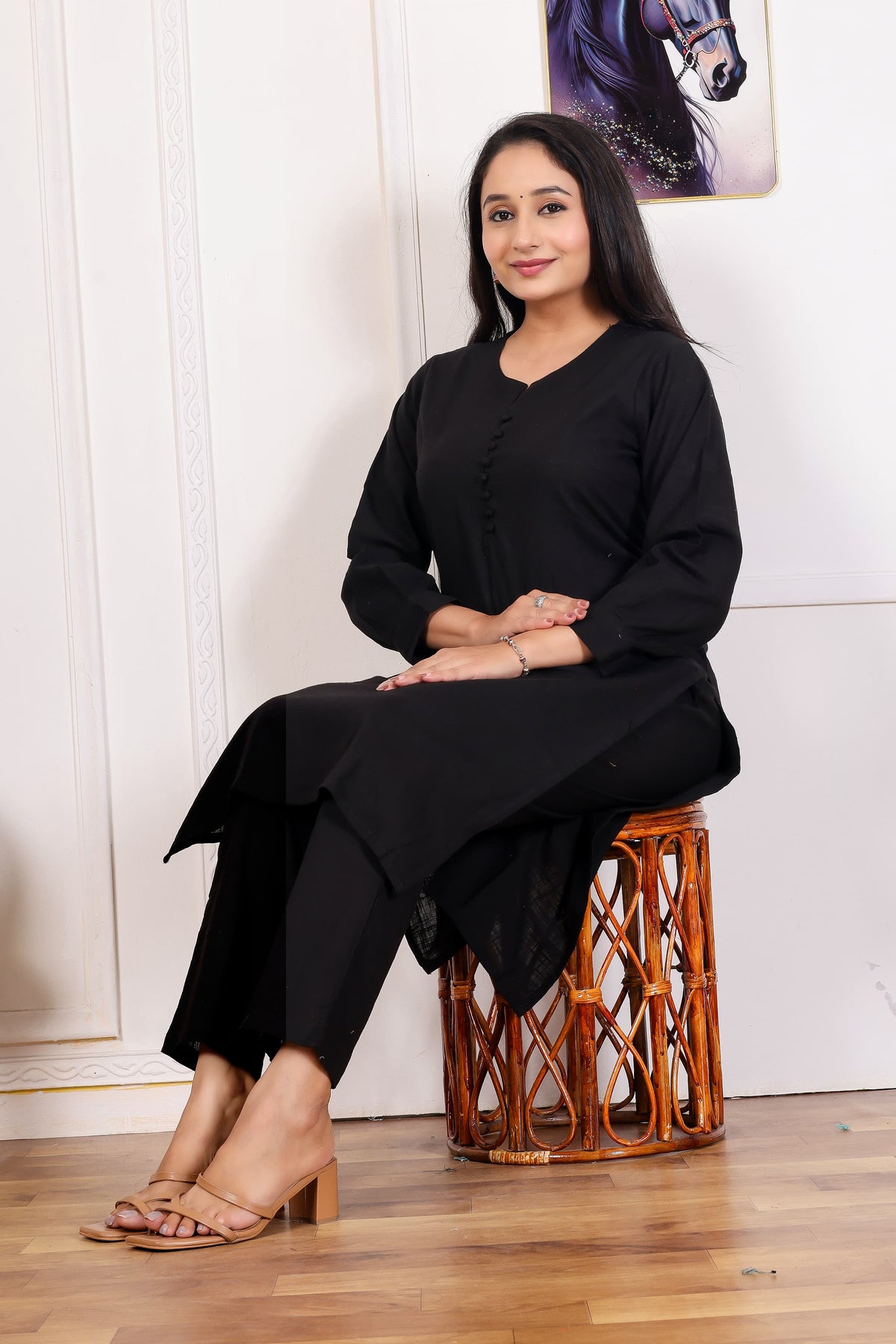 Elegant Black Cotton Kurta Set – Timeless Comfort