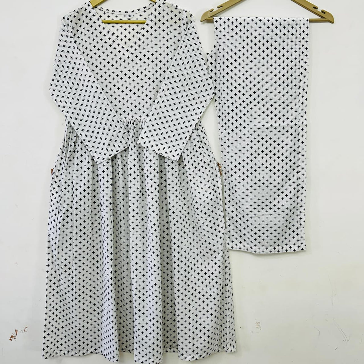 The Breezy Beige Set: Printed Kurta-Pant Duo