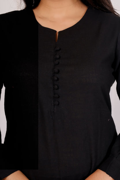 Elegant Black Cotton Kurta Set – Timeless Comfort